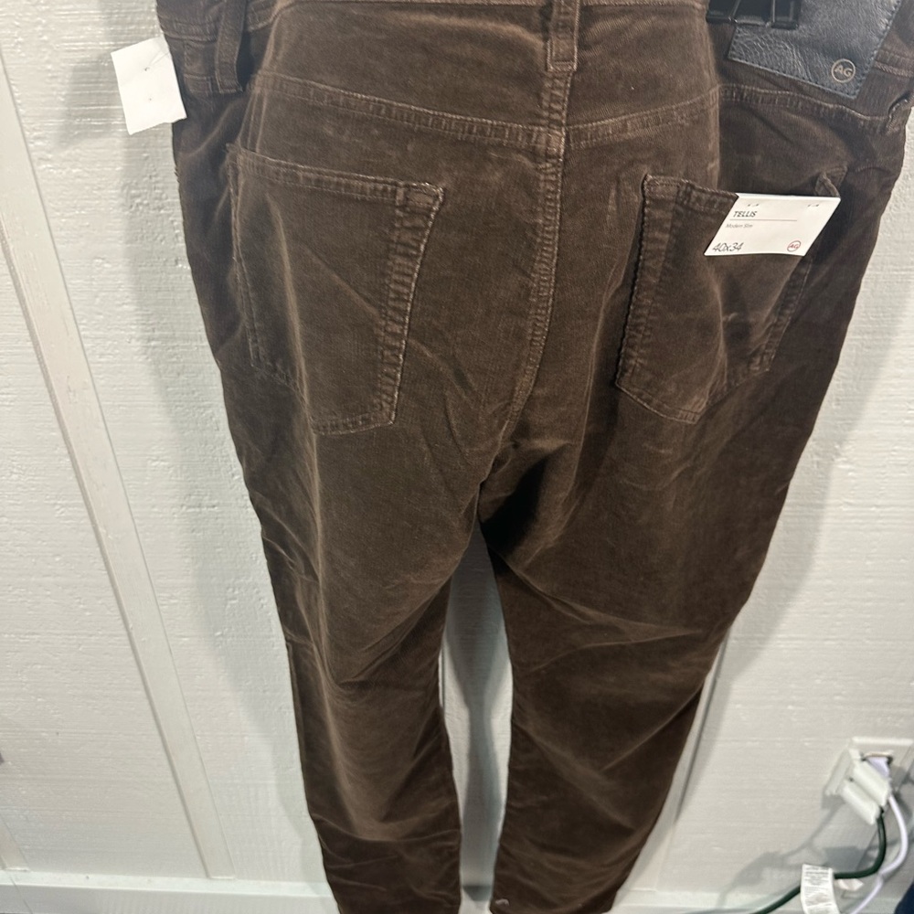 AG Brown Corduroy Tellis Modern Slim Brown Pants Size 40x 34 NWT - Picture 11 of 14